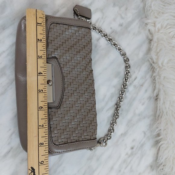 Coach Kristin Women's Weaving Elephant Gray Chain Strap LeatherMini Bag/Wristlet - Picture 6 of 10